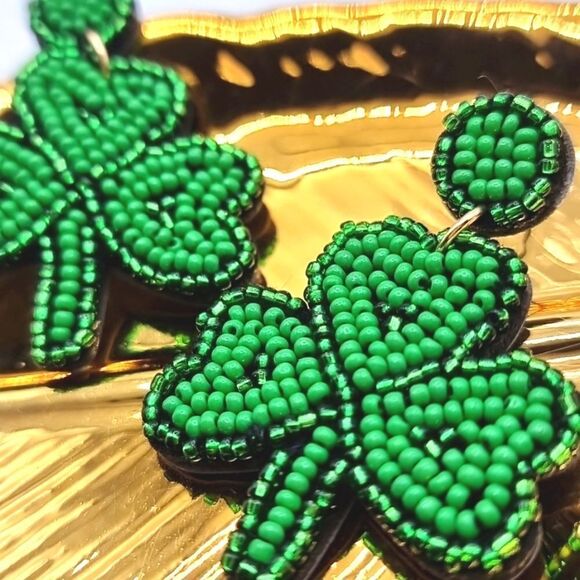 Bling CLOVER exquisite seed bead water drop earrings - Picture 5 of 8